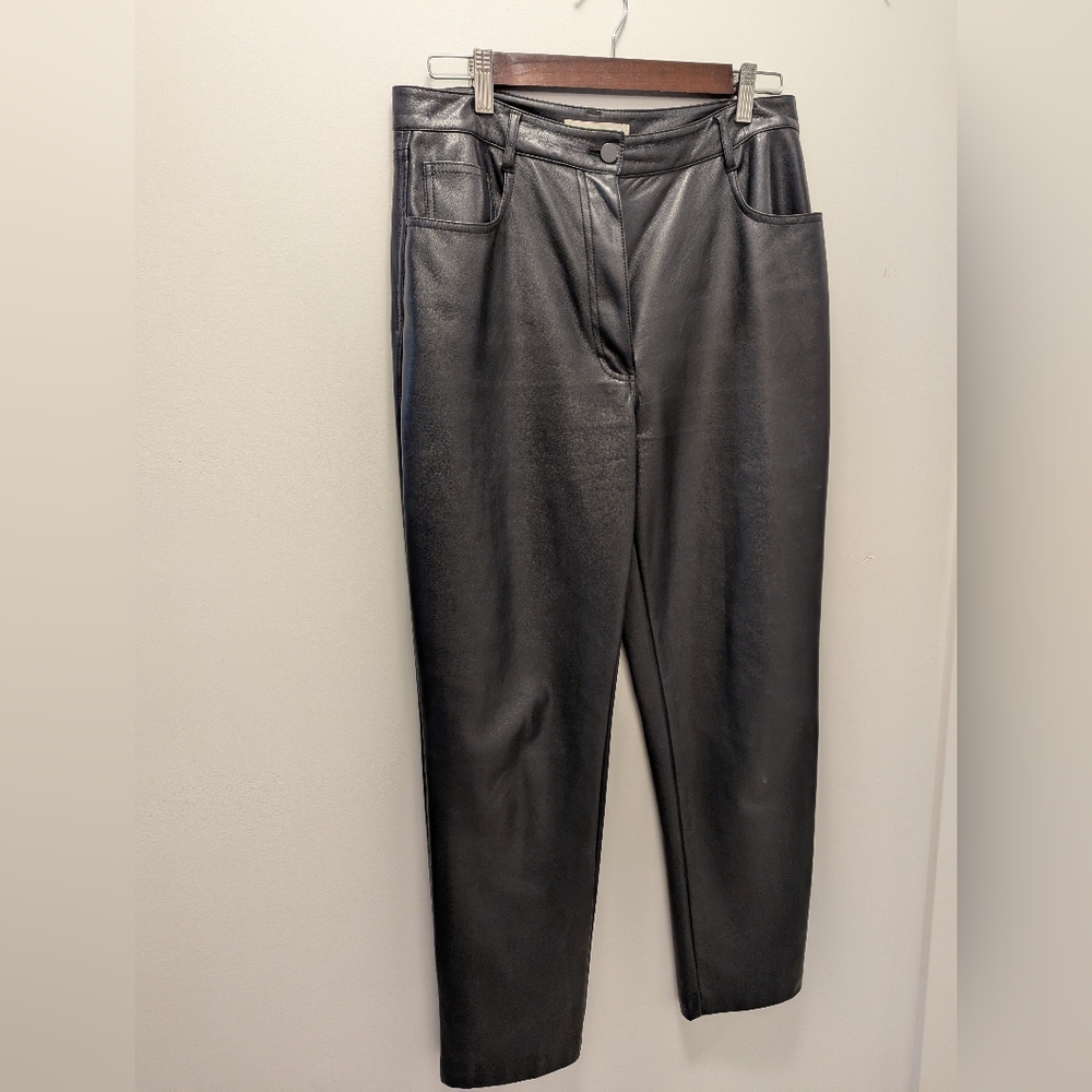 OAK + FORT Black Faux Leather Pants